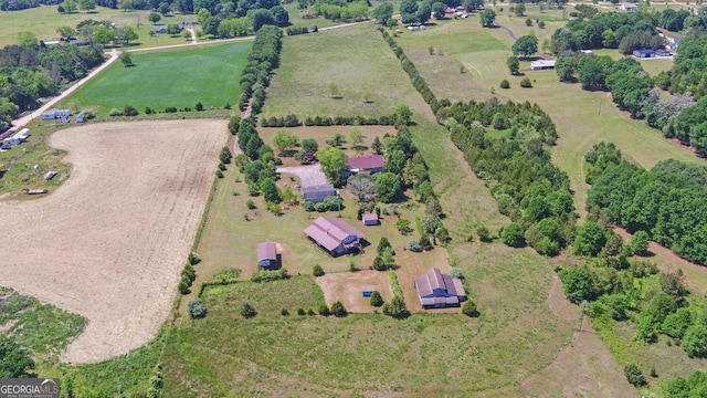 aerial view featuring a rural view