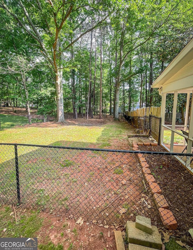 view of yard with a patio and a fenced backyard