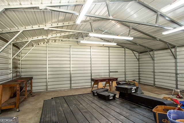 garage featuring metal wall
