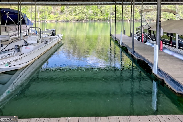 dock area featuring a water view