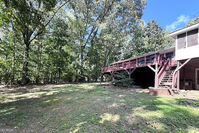 156 Brett Rd, Cleveland, GA 30528 - view of yard featuring stairway and a wooden deck