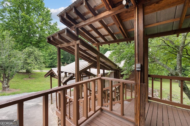 966 Wahoo Creek Rd, Murrayville, GA 30564 - wooden deck with a yard