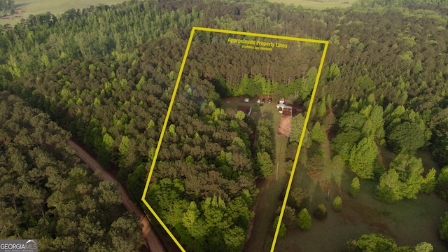drone / aerial view with a forest view