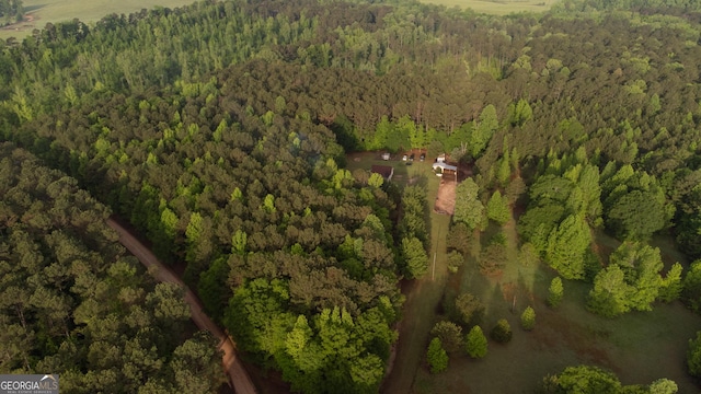 bird's eye view featuring a view of trees