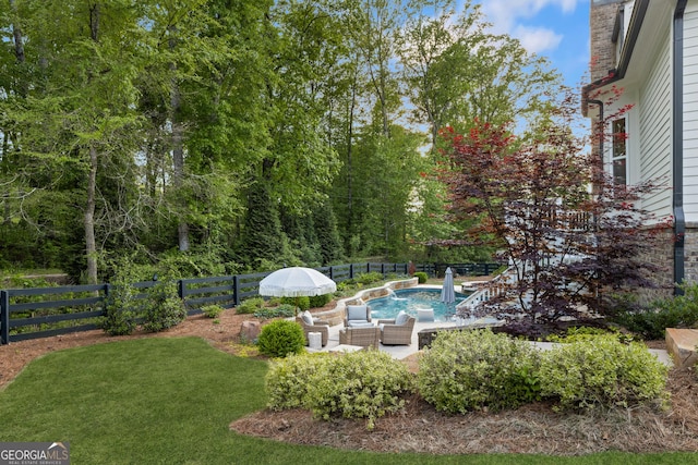 15626 Birmingham Hwy, Milton, GA 30004 - view of pool featuring a patio, a fenced backyard, a lawn, and an outdoor hangout area