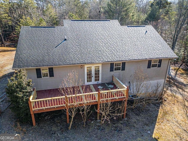 220 Yellowbird Trl Unit 40, Blue Ridge, GA 30513 - rear view of house featuring french doors, roof with shingles, and a wooden deck