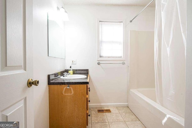 220 Yellowbird Trl Unit 40, Blue Ridge, GA 30513 - full bathroom with visible vents, tile patterned flooring, vanity, shower / bath combination with curtain, and baseboards