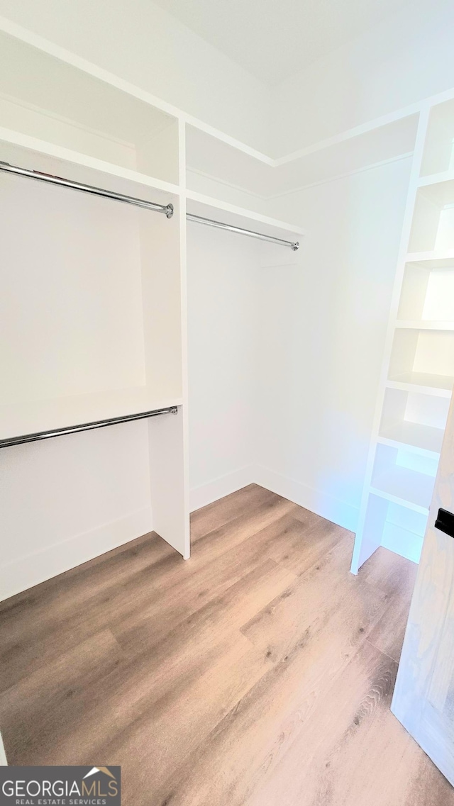 walk in closet featuring wood finished floors