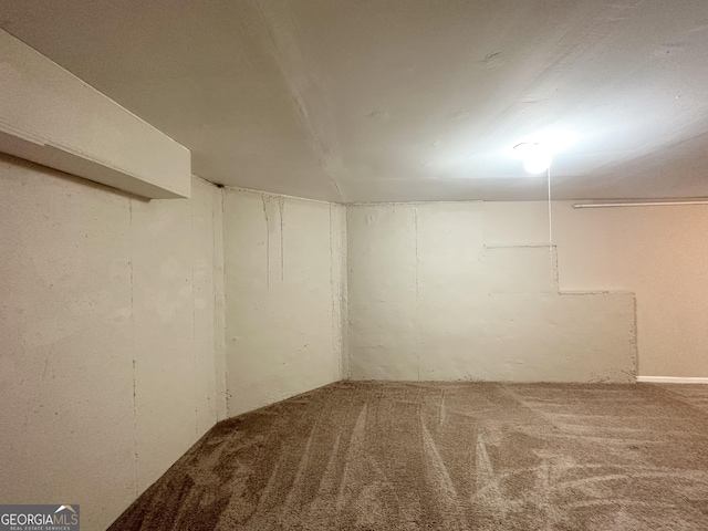 finished basement featuring carpet floors