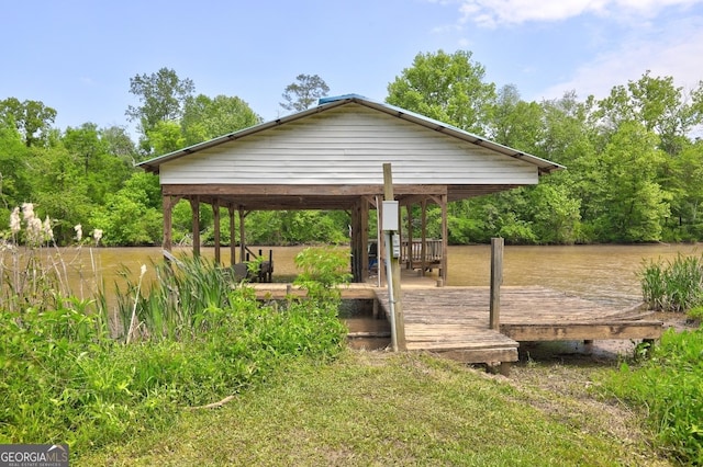 exterior space featuring a water view