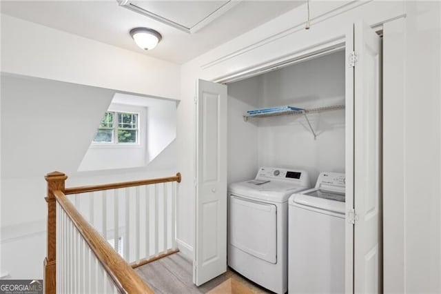 655 Mead St SE Unit 58, Atlanta, GA 30312 - laundry area featuring washing machine and dryer and light wood-style floors