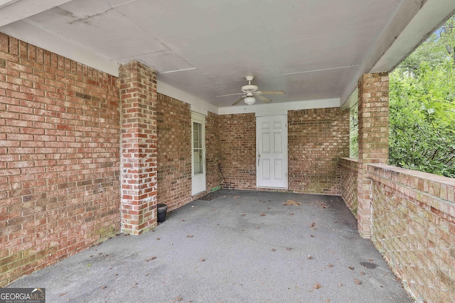 view of patio with a ceiling fan
