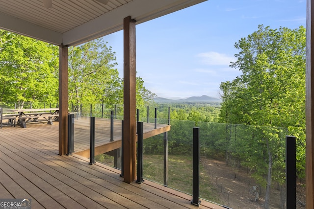 deck with a mountain view