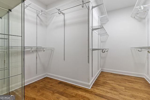 spacious closet with wood finished floors