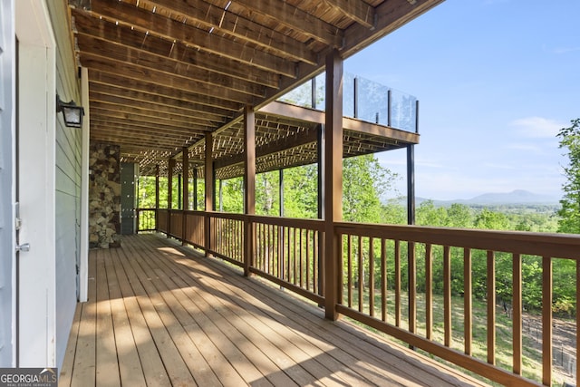 deck with a mountain view