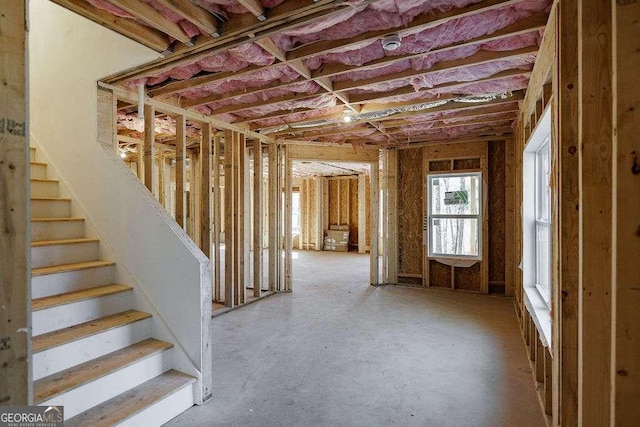 below grade area featuring stairs