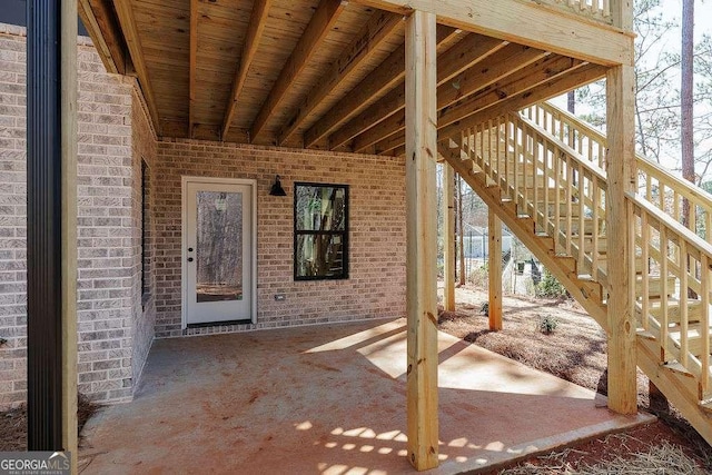 view of patio with stairway