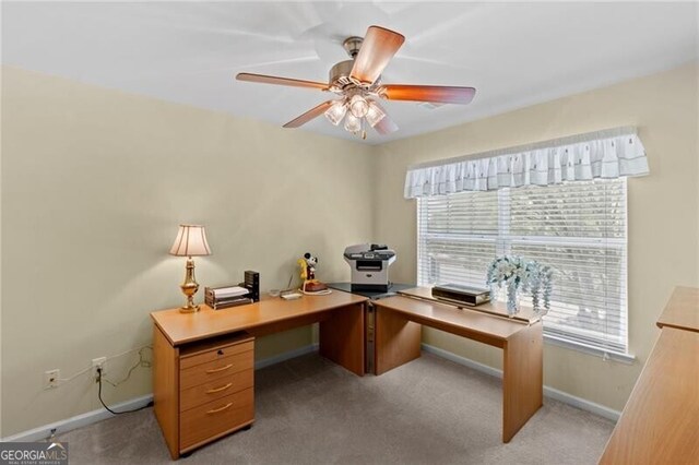 441 Mountain View Ln, Woodstock, GA 30188 - carpeted office space with baseboards and a ceiling fan
