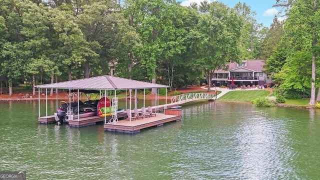 dock area featuring a water view