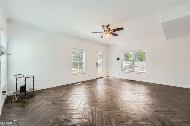 632 Warren Ave, Scottdale, GA 30079 - empty room with crown molding, baseboards, and a ceiling fan