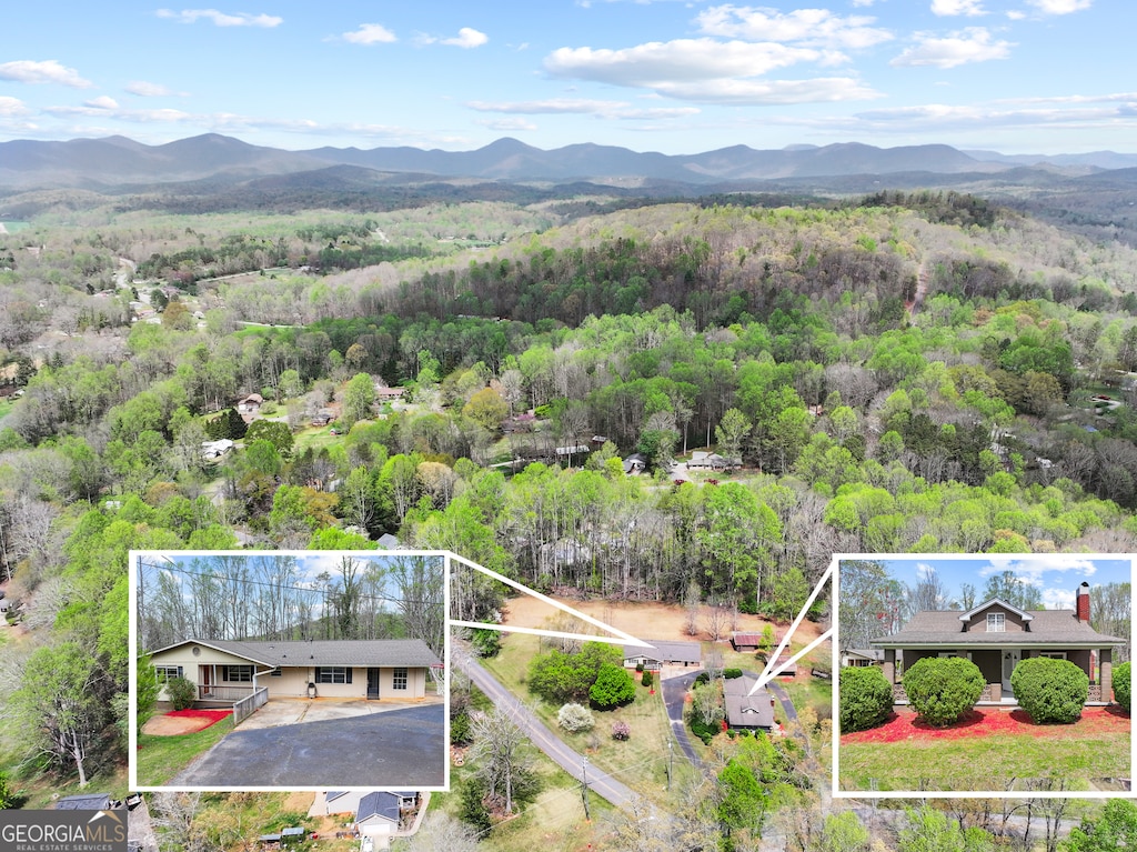 276 Camp Glisson Rd, Dahlonega, GA 30533 - bird's eye view with a view of trees and a mountain view