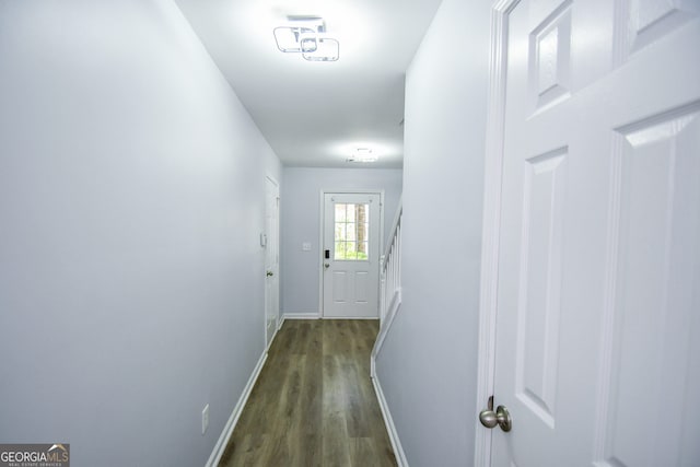 2201 Landing Walk Dr, Duluth, GA 30097 - corridor with dark wood-type flooring and baseboards