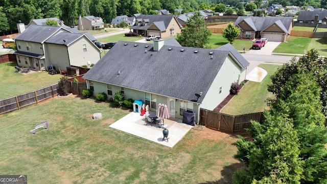 bird's eye view with a residential view