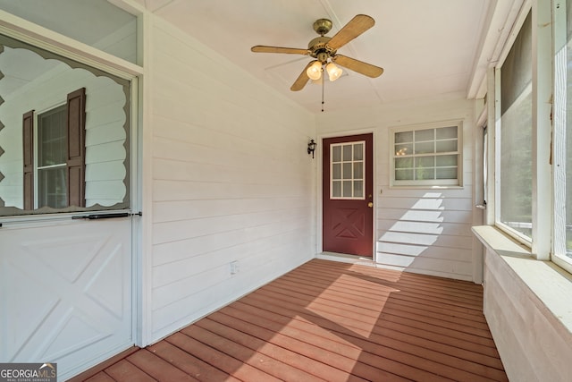 2421 Settlers Ridge Rd, Hiawassee, GA 30546 - wooden terrace with ceiling fan