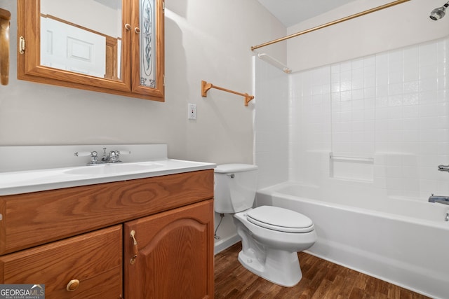 2421 Settlers Ridge Rd, Hiawassee, GA 30546 - full bathroom featuring vanity, wood finished floors, and washtub / shower combination