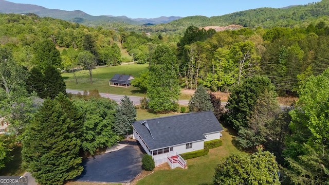 2421 Settlers Ridge Rd, Hiawassee, GA 30546 - aerial view of property and surrounding area featuring a forest and mountains