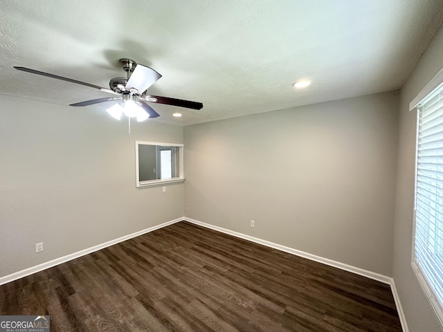 6507 Jackie Ln, Austell, GA 30106 - empty room with baseboards, a ceiling fan, dark wood-style floors, and recessed lighting