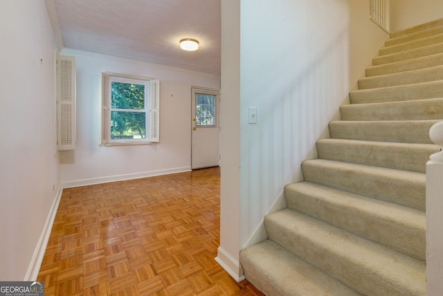 301 Lakemoore Dr NE Unit B, Atlanta, GA 30342 - stairs with crown molding and baseboards