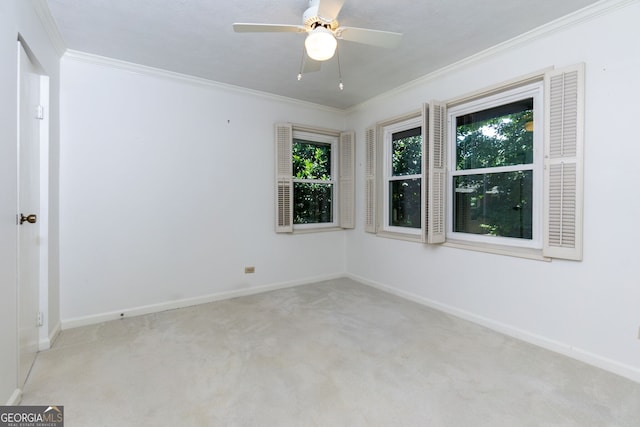 301 Lakemoore Dr NE Unit B, Atlanta, GA 30342 - carpeted empty room with crown molding, a ceiling fan, and baseboards