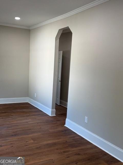 1823 Wrightsboro Rd, Augusta, GA 30904 - unfurnished room featuring recessed lighting, baseboards, ornamental molding, and dark wood-style flooring