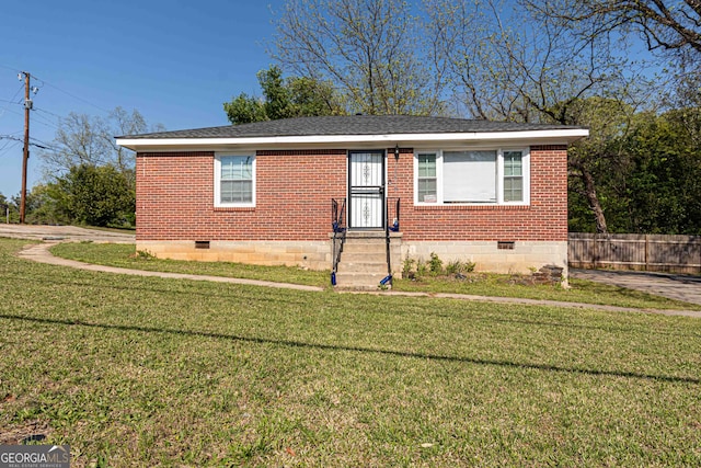 2576 Flat Shoals Rd, Decatur, GA 30034 - view of front of property with brick siding, crawl space, fence, and a front yard