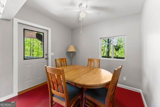 115 Rabbit Run, Dawsonville, GA 30534 - dining area featuring baseboards and a ceiling fan