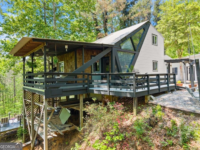 115 Rabbit Run, Dawsonville, GA 30534 - back of property featuring a wooden deck