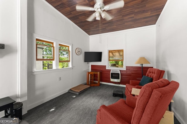 115 Rabbit Run, Dawsonville, GA 30534 - carpeted living area featuring baseboards, a ceiling fan, heating unit, and a healthy amount of sunlight