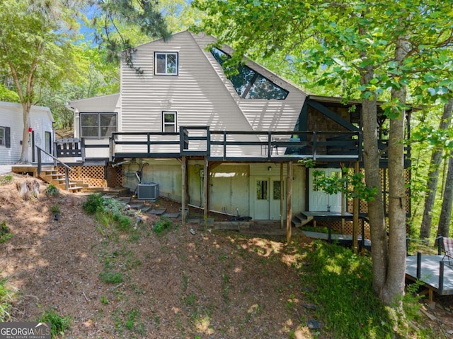 115 Rabbit Run, Dawsonville, GA 30534 - rear view of house featuring a wooden deck and cooling unit