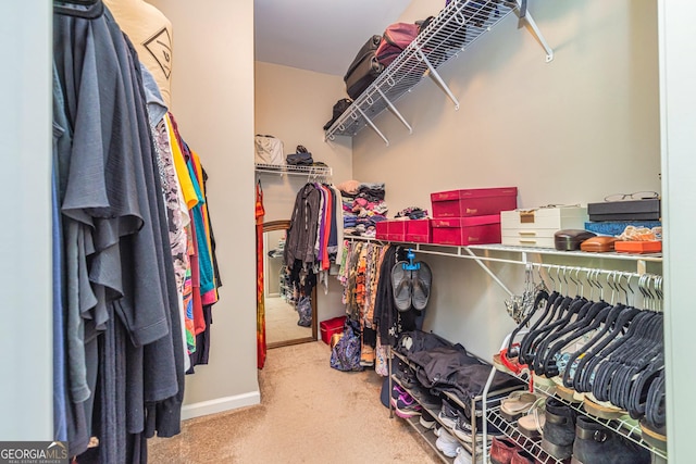walk in closet featuring carpet
