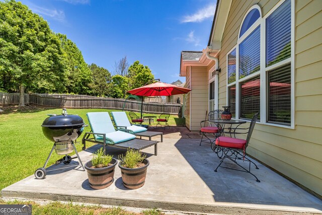 view of yard with a patio and a vegetable garden
