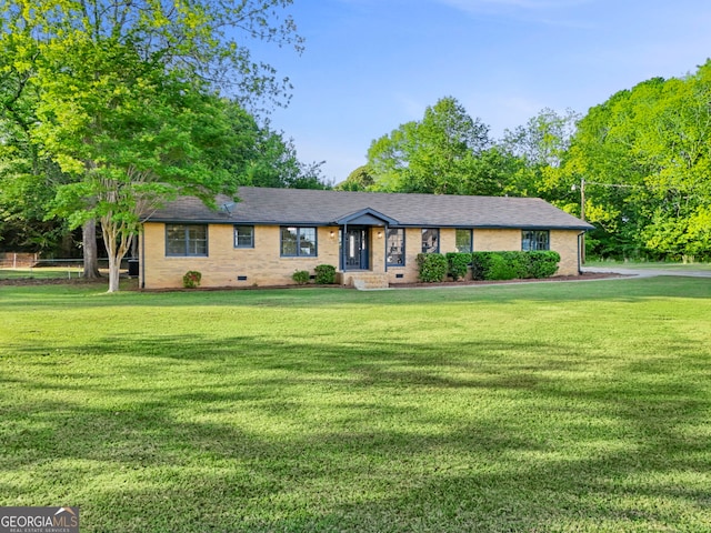115 Linda Way, Fayetteville, GA 30215 - ranch-style home featuring brick siding, a front lawn, and crawl space