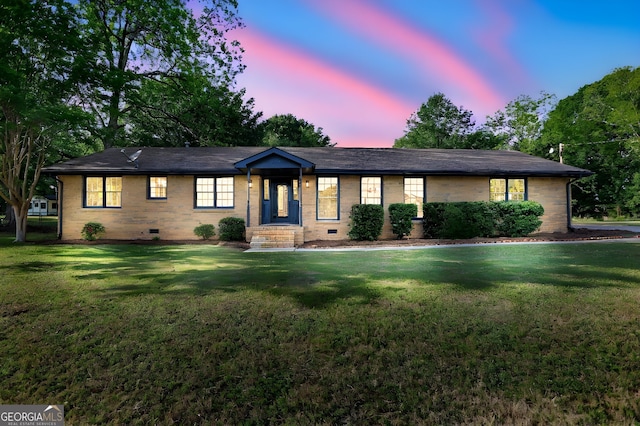 115 Linda Way, Fayetteville, GA 30215 - ranch-style home with brick siding, a front lawn, and crawl space