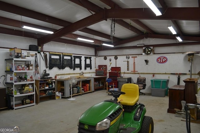 interior space with a workshop area