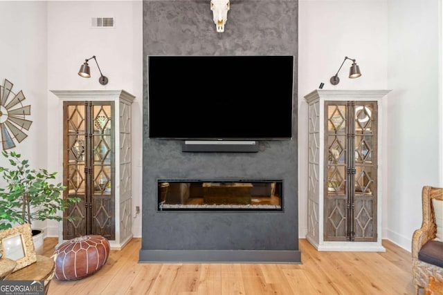 281 Abbott Dr, Canton, GA 30114 - living room featuring french doors, wood finished floors, a glass covered fireplace, and baseboards