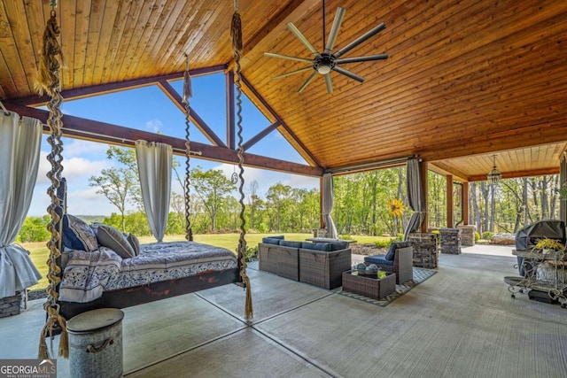 281 Abbott Dr, Canton, GA 30114 - view of patio with ceiling fan, an outdoor living space, and a gazebo