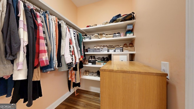 spacious closet featuring wood finished floors