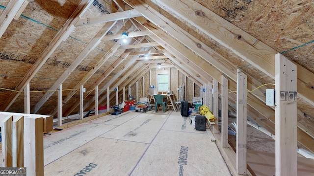 view of unfinished attic