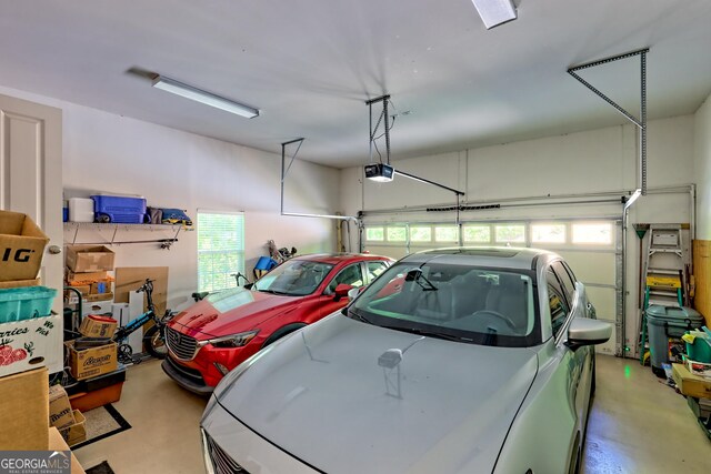 garage with a garage door opener