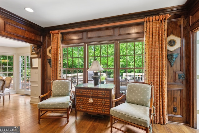 4584 E Conway Dr, Atlanta, GA 30327 - living area featuring crown molding and wood-type flooring